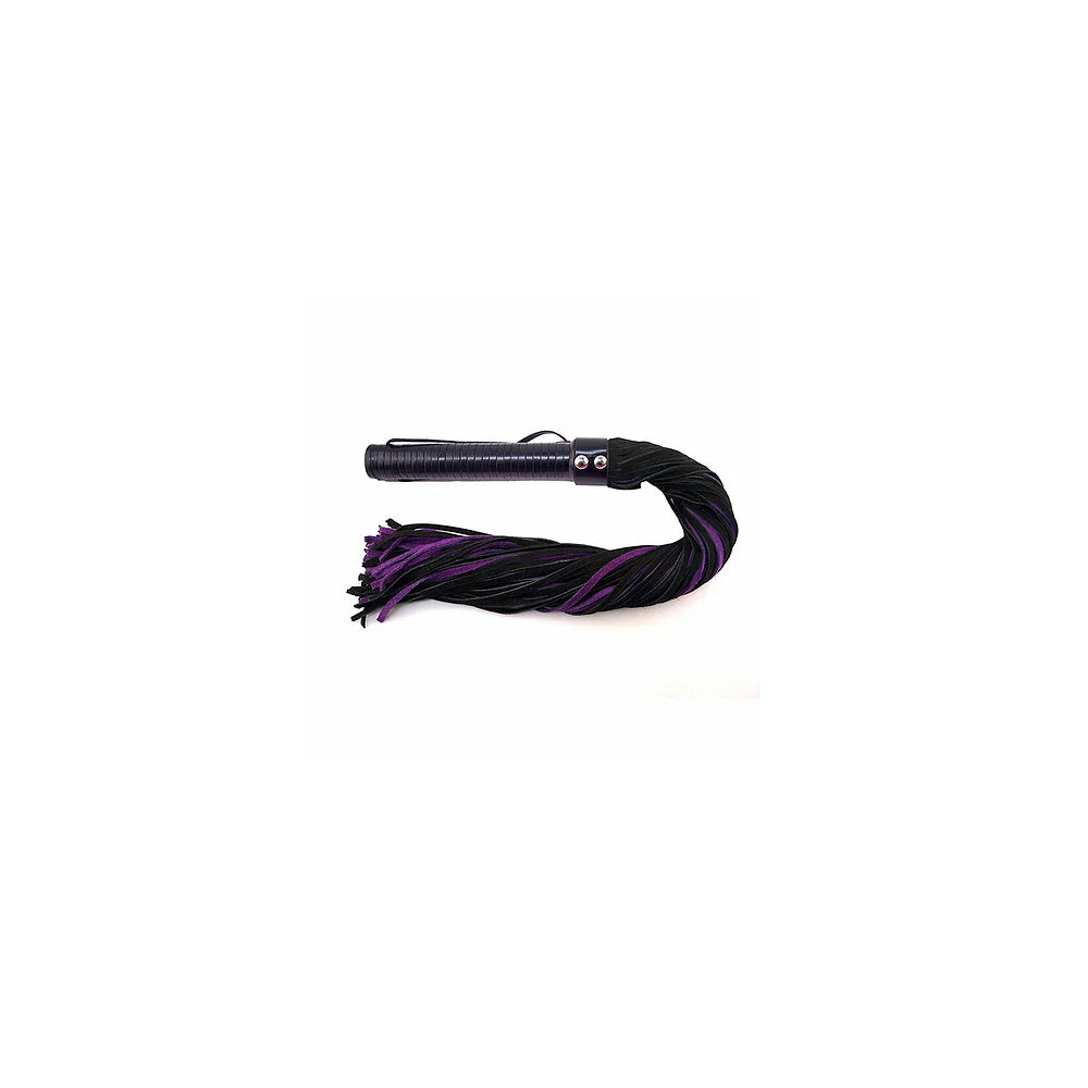 Long Suede Flogger With Leather Handle Black/Purple | 5060363861200 | Available at EroticWarehouse.com