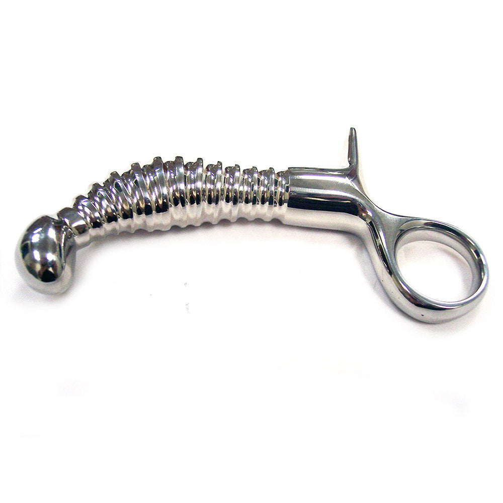 Stainless Steel Ribbed Anal Plug With Handle | 5060404815780 | Available at EroticWarehouse.com