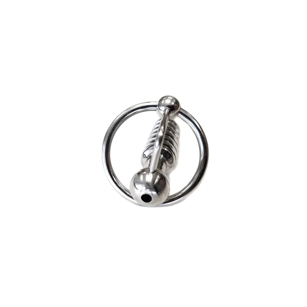 Stainless Steel Beaded Urethral Probe & Cock Ring | 5060404818989 | Available at EroticWarehouse.com