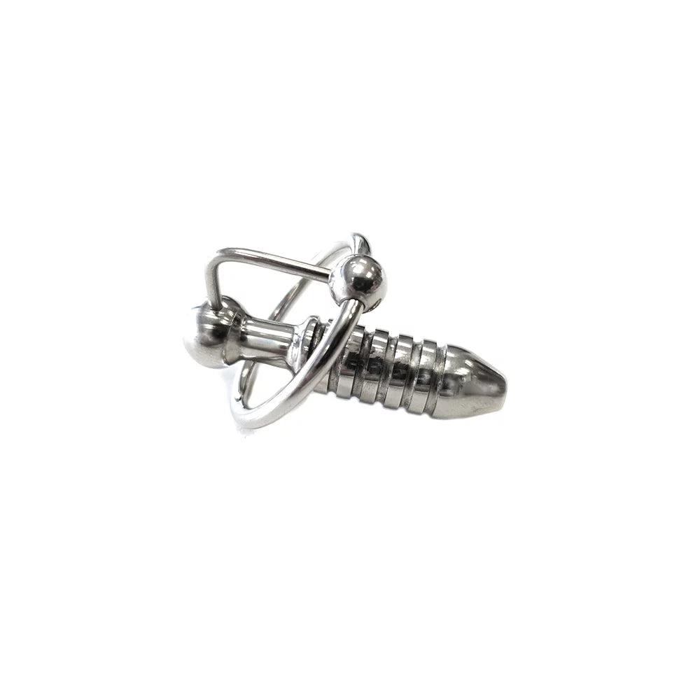 Stainless Steel Beaded Urethral Probe & Cock Ring | 5060404818989 | Available at EroticWarehouse.com