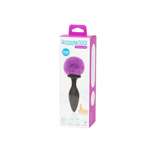 Happy Rabbit Rechargeable Vibrating Butt Plug Large Black/Purple | 5060779232014 | Available at EroticWarehouse.com