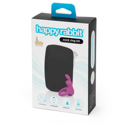 Happy Rabbit Cockring Kit 2 Piece Black | 5060779239754 | Available at EroticWarehouse.com