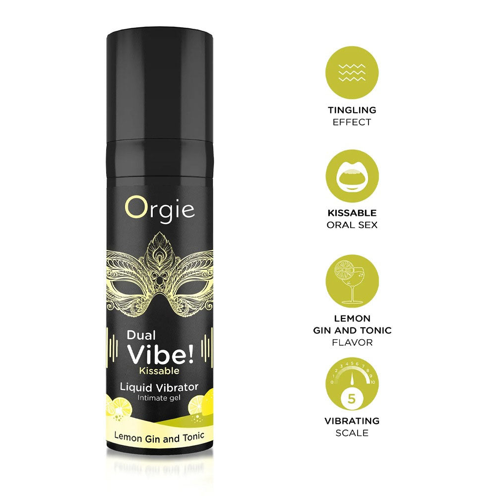 Orgie Dual Vibe Kissable Liquid Vibrator Lemon Gin And Tonic | 5600742917588 | Available at EroticWarehouse.com