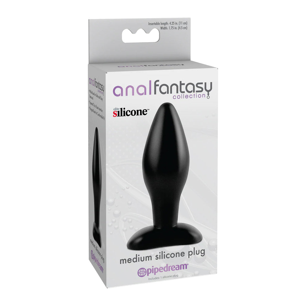 Anal Fantasy Collection Medium Silicone Plug Black | 603912331998 | Available at EroticWarehouse.com