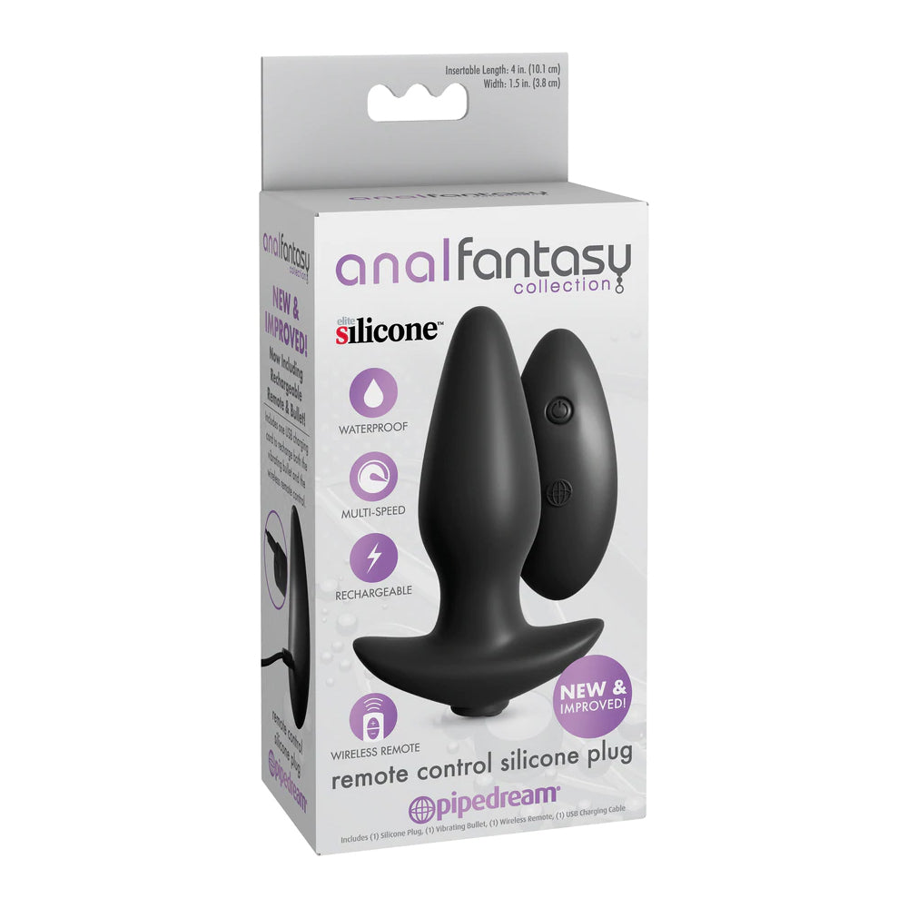 Anal Fantasy Collection Remote Control Silicone Plug Black | 603912332124 | Available at EroticWarehouse.com
