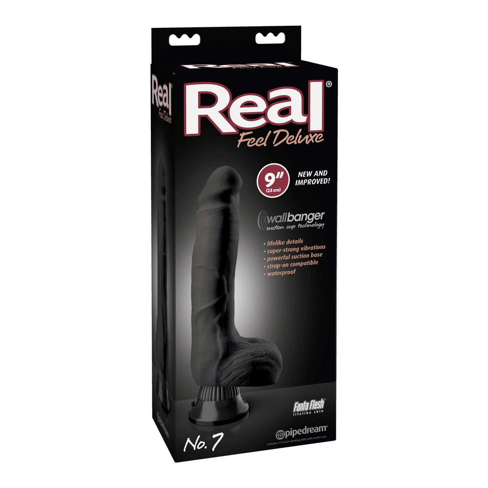 Real Feel Deluxe No. 7 9" Black | 603912340785 | Available at EroticWarehouse.com
