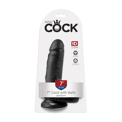 King Cock 7" Cock with Balls Black | 603912350210 | Available at EroticWarehouse.com