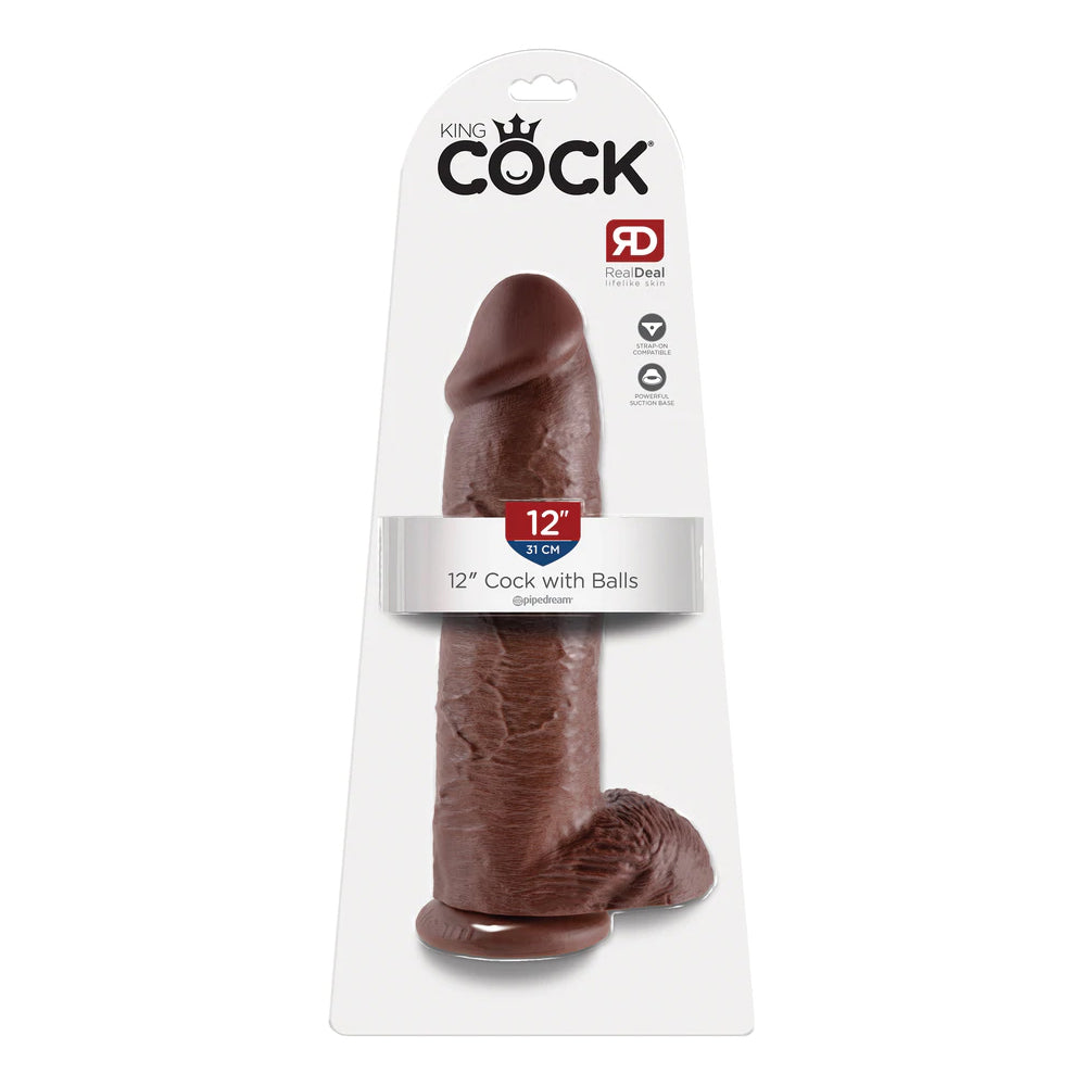 King Cock 12" Cock with Balls Brown | 603912350333 | Available at EroticWarehouse.com