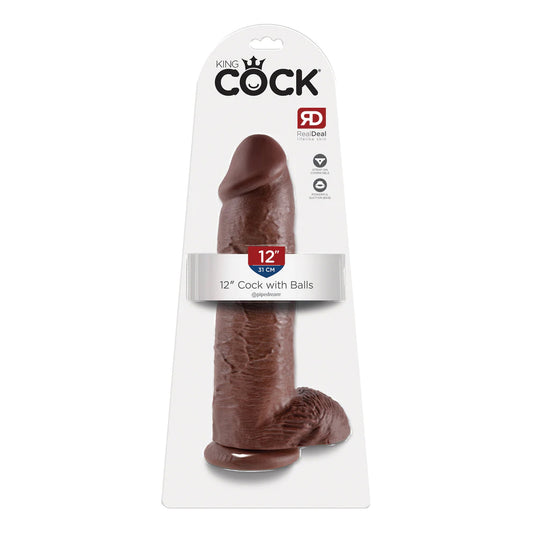King Cock 12" Cock with Balls Brown | 603912350333 | Available at EroticWarehouse.com