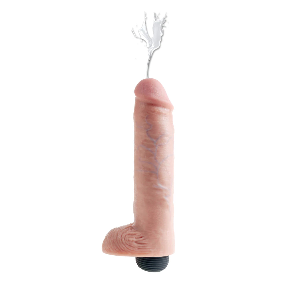 King Cock 10" Squirting Cock w/ Balls Flesh | 603912355574 | Available at EroticWarehouse.com