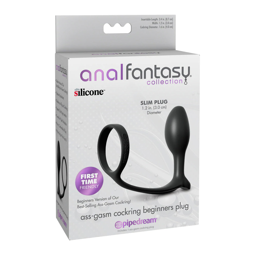 Anal Fantasy Collection Ass-Gasm Cockring Beginners Plug Black | 603912364170 | Available at EroticWarehouse.com