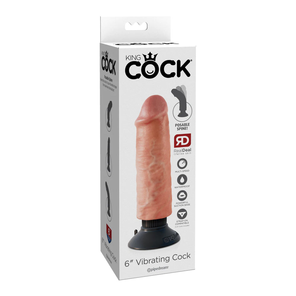 King Cock 6" Vibrating Cock Flesh | 603912737691 | Available at EroticWarehouse.com
