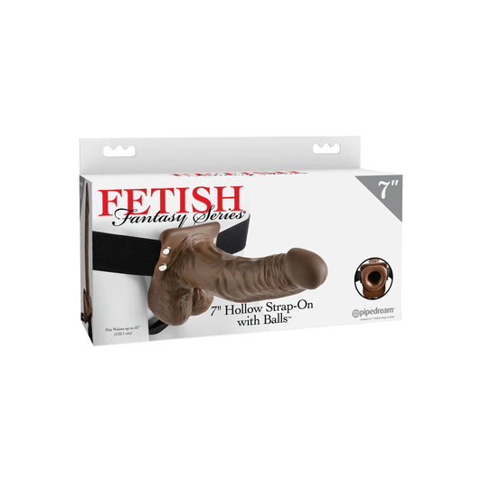 Fetish Fantasy Series 7" Hollow Strap-On With Balls Brown | 603912741544 | Available at EroticWarehouse.com