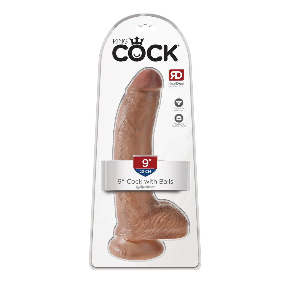 King Cock 9" Cock With Balls Tan | 603912746372 | Available at EroticWarehouse.com