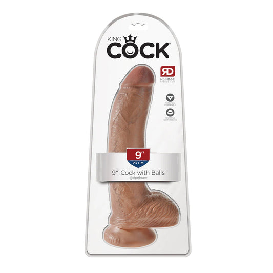 King Cock 9" Cock With Balls Tan | 603912746372 | Available at EroticWarehouse.com