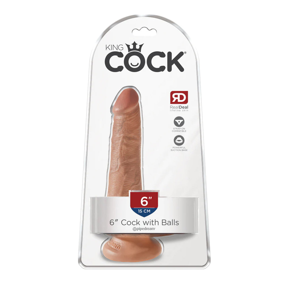 King Cock 6" Cock With Balls Tan | 603912746532 | Available at EroticWarehouse.com