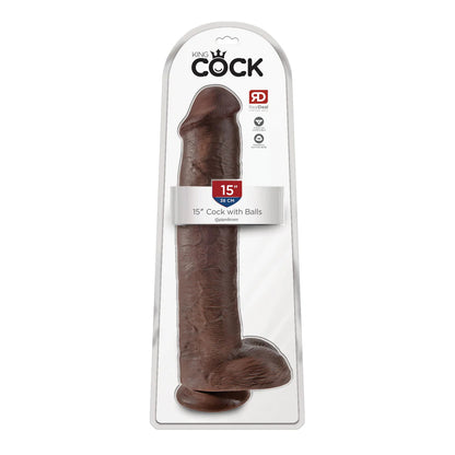 King Cock 15" Cock With Balls Brown | 603912746716 | Available at EroticWarehouse.com