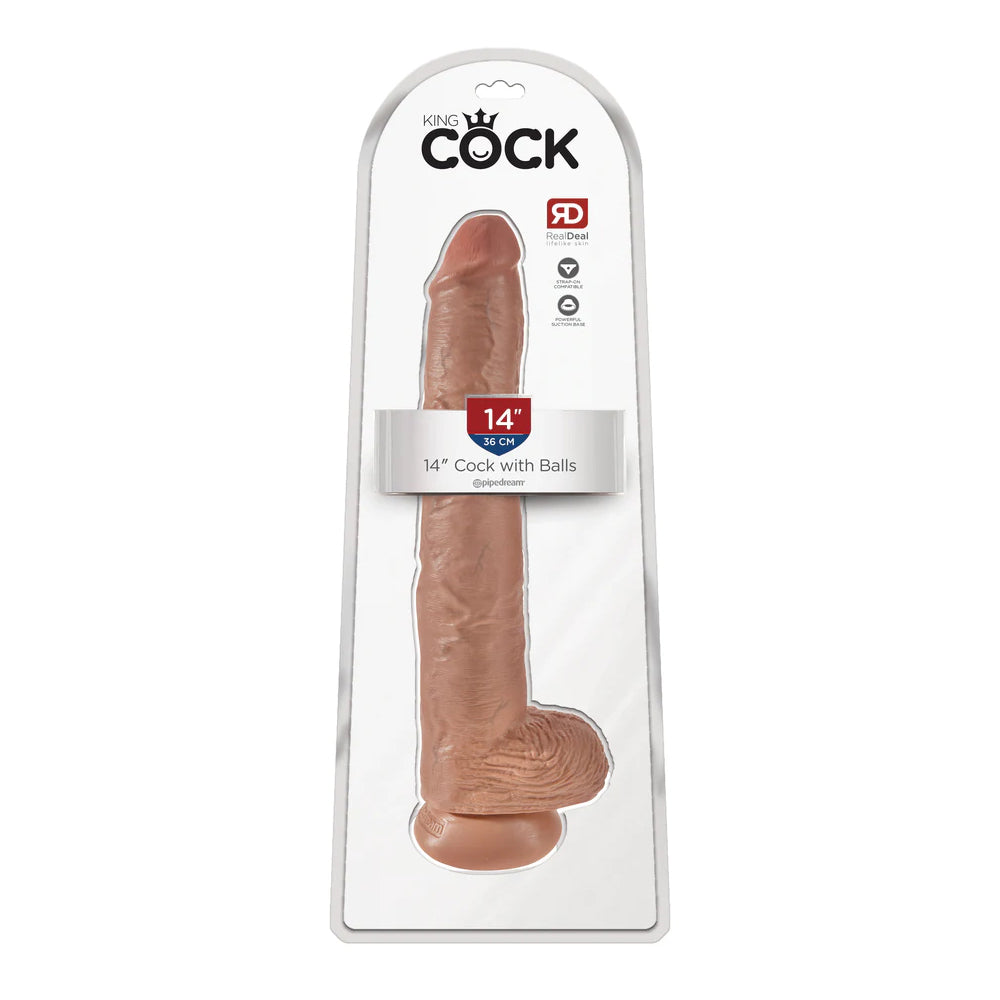 King Cock 14" Cock With Balls Tan | 603912747089 | Available at EroticWarehouse.com