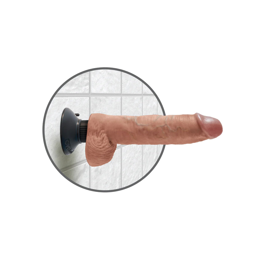 King Cock 10" Vibrating Cock With Balls Tan | 603912753325 | Available at EroticWarehouse.com