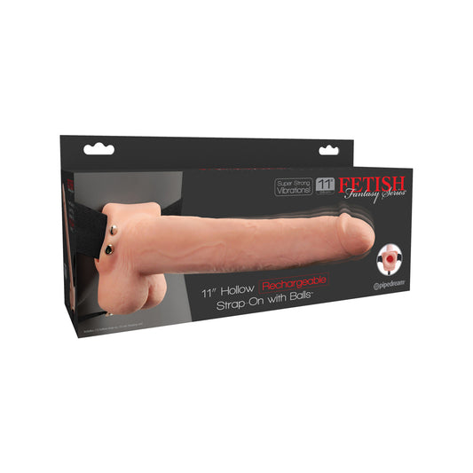 Fetish Fantasy 11" Hollow Rechargeable Strap-On With Balls Flesh | 603912756548 | Available at EroticWarehouse.com