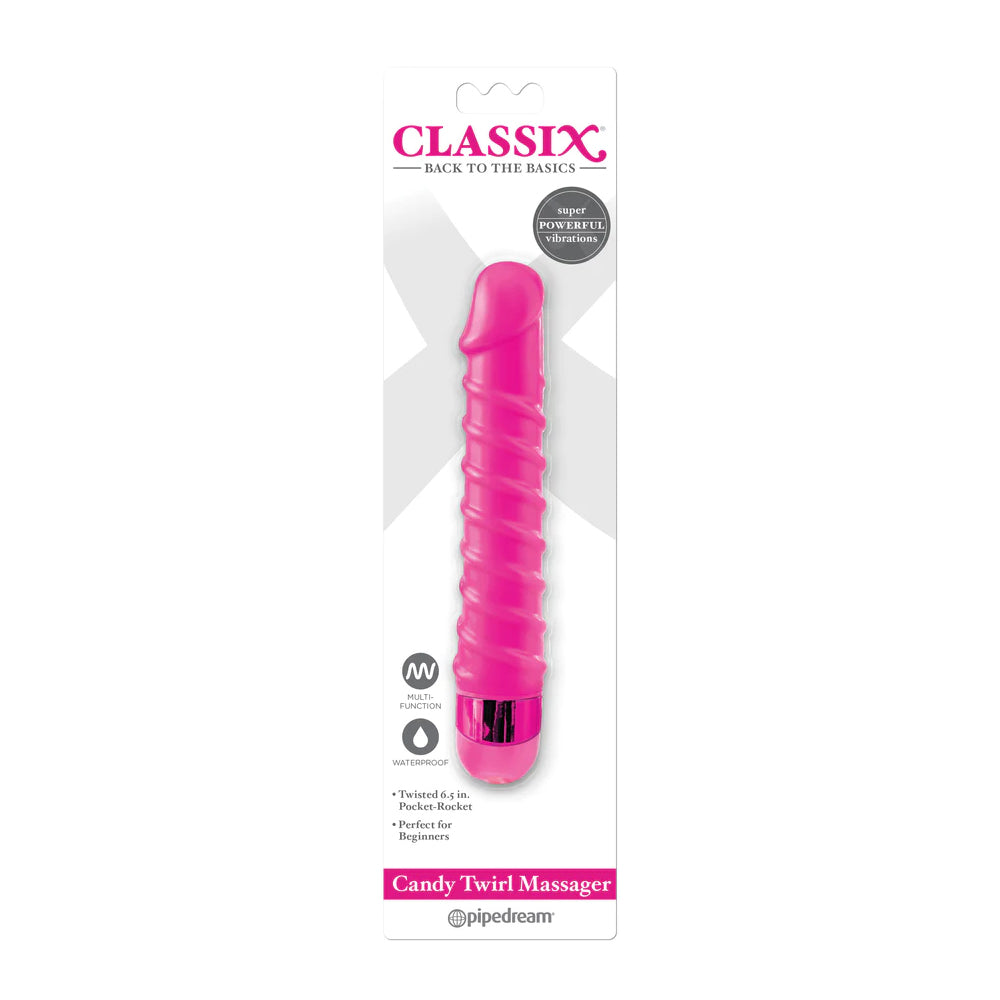 Classix Candy Twirl Massager Pink | 603912757460 | Available at EroticWarehouse.com