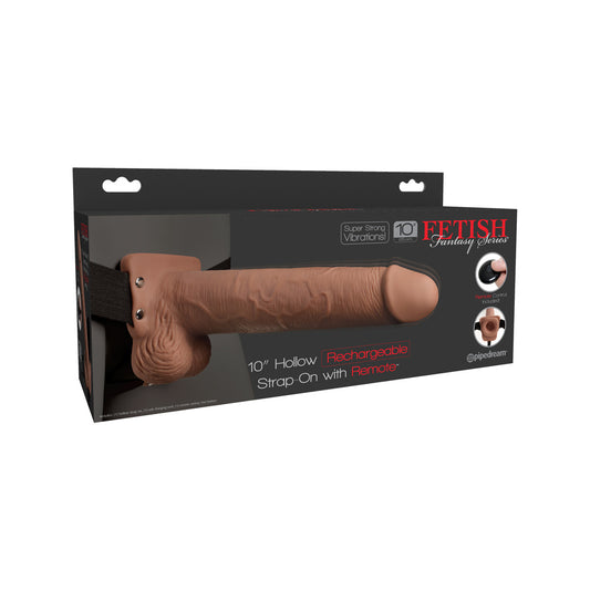 Fetish Fantasy 10" Hollow Rechargeable Strap-On With Remote Tan | 603912759259 | Available at EroticWarehouse.com