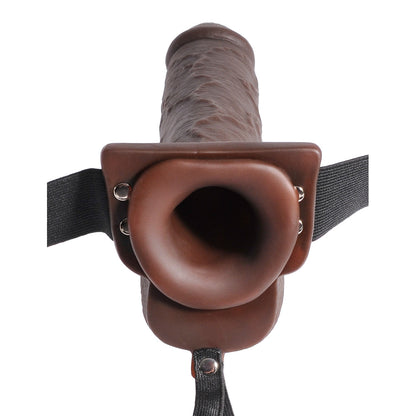 Fetish Fantasy 9" Hollow Squirting Strap-On With Balls Brown | 603912759297 | Available at EroticWarehouse.com