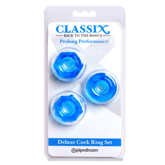 Classix Deluxe Cock Ring Set Blue | 603912760798 | Available at EroticWarehouse.com