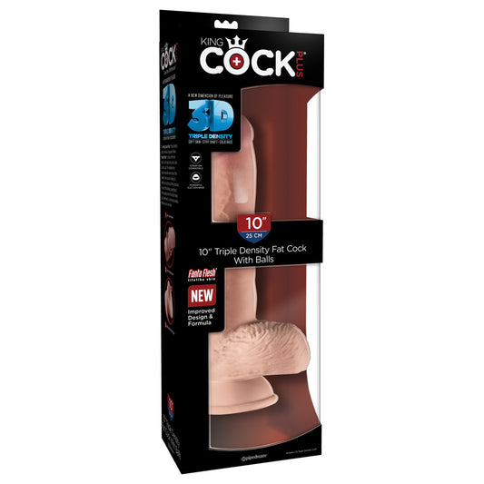King Cock Plus 10" Triple Density Fat Cock With Balls | 603912762556 | Available at EroticWarehouse.com