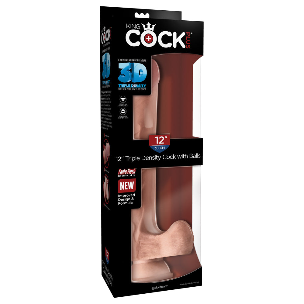 King Cock Plus 12" Triple Density Cock With Balls | 603912762563 | Available at EroticWarehouse.com