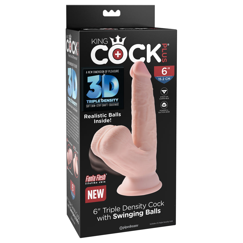 King Cock Plus 6" Triple Density Cock With Swinging Balls | 603912766288 | Available at EroticWarehouse.com