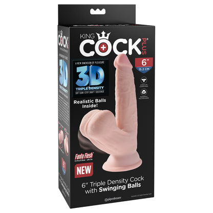 King Cock Plus 6" Triple Density Cock With Swinging Balls | 603912766288 | Available at EroticWarehouse.com