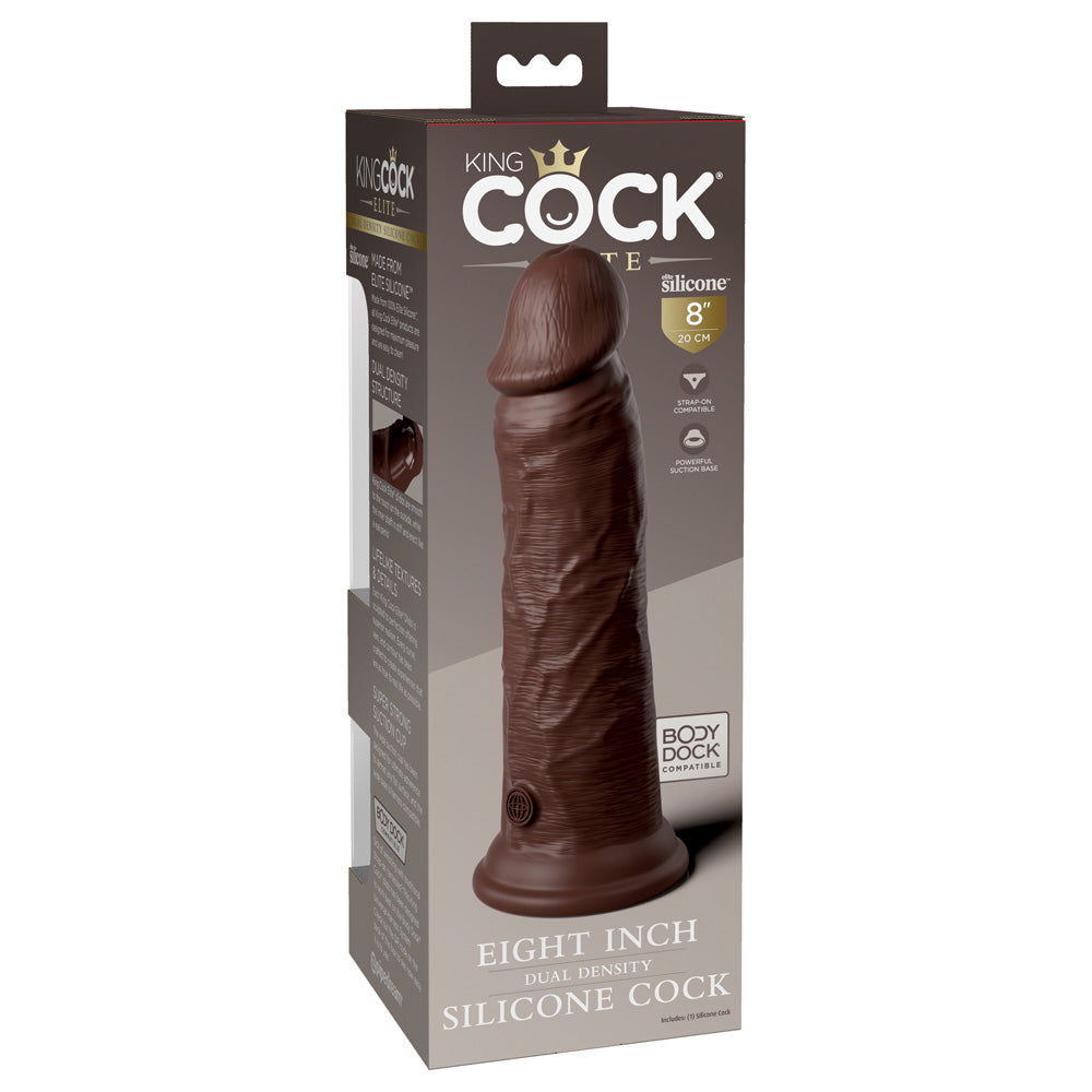 King Cock Elite 8" Dual Density Silicone Cock Brown | 603912769333 | Available at EroticWarehouse.com