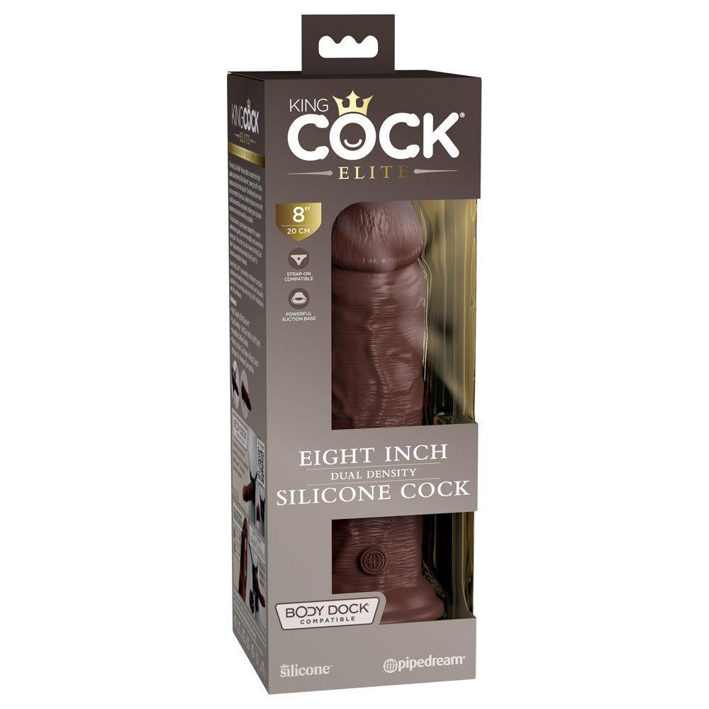 King Cock Elite 8" Dual Density Silicone Cock Brown | 603912769333 | Available at EroticWarehouse.com