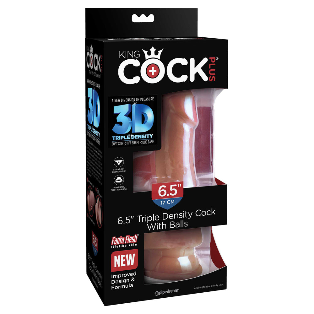 King Cock Plus 6.5" Triple Density Cock With Balls Tan | 603912770506 | Available at EroticWarehouse.com