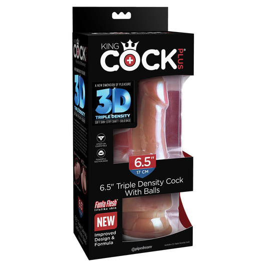 King Cock Plus 6.5" Triple Density Cock With Balls Tan | 603912770506 | Available at EroticWarehouse.com