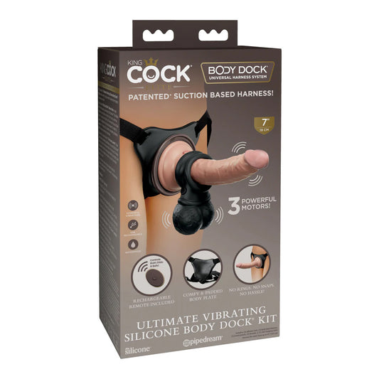 King Cock Elite Ultimate Vibrating Silicone Body Dock Kit | 603912771275 | Available at EroticWarehouse.com
