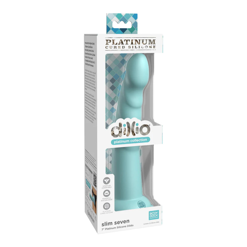 Dillio Platinum Slim Seven 7'' Teal | 603912772821 | Available at EroticWarehouse.com
