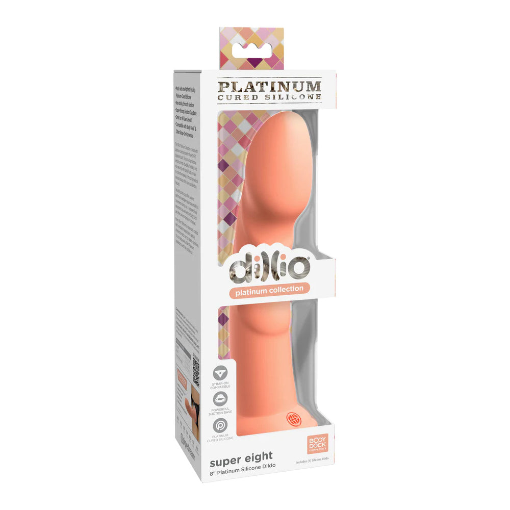 Dillio Platinum Super Eight 8'' Peach | 603912772838 | Available at EroticWarehouse.com