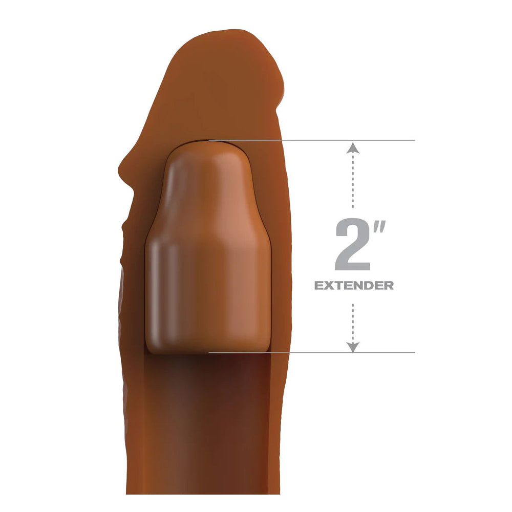 Fantasy X-Tensions Elite 8'' Sleeve With 2'' Plug Tan | 603912772852 | Available at EroticWarehouse.com