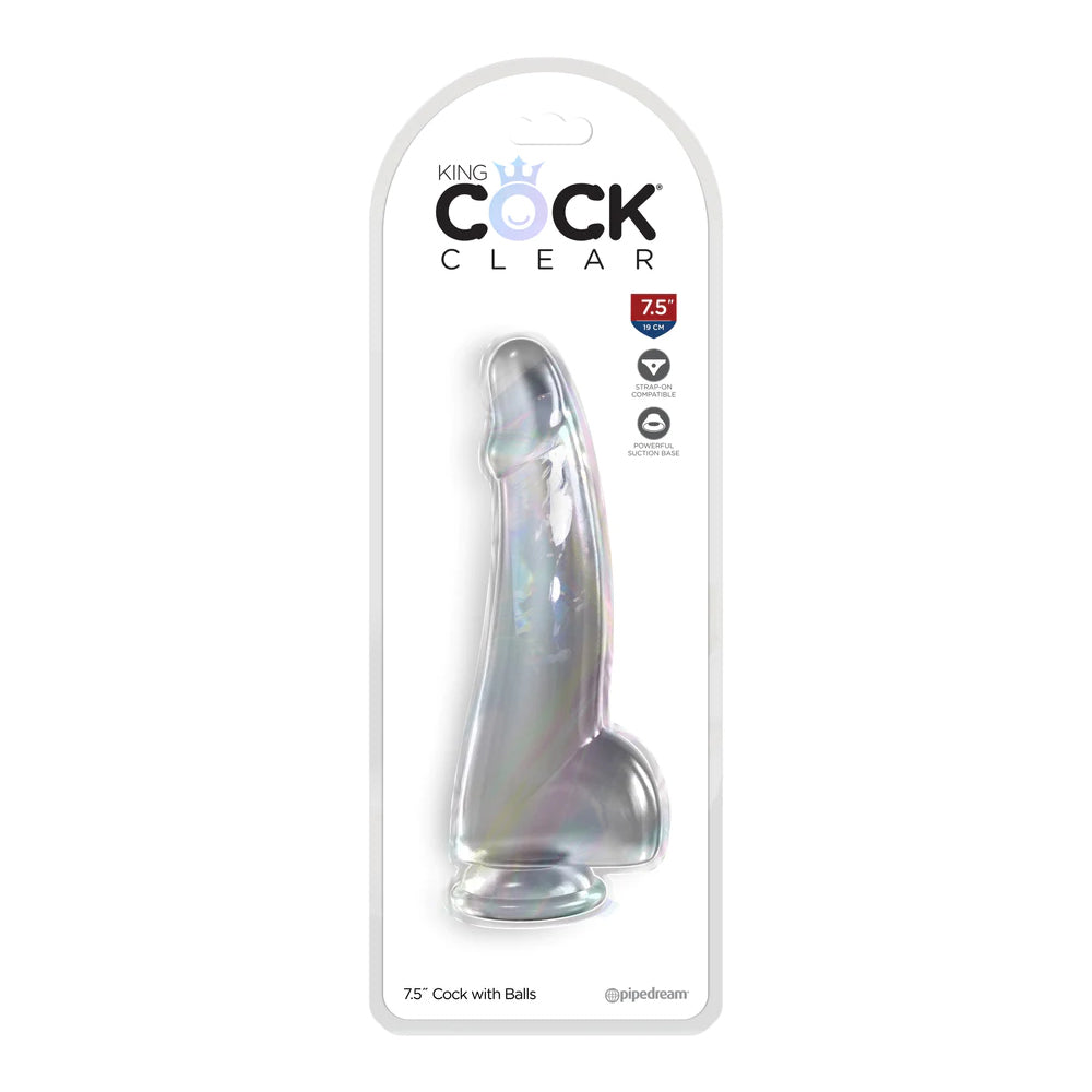 King Cock Clear 7.5" With Balls Clear | 603912774672 | Available at EroticWarehouse.com