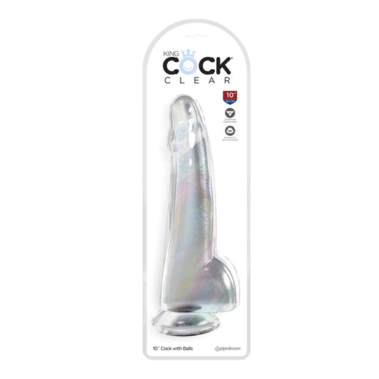 King Cock Clear 10" With Balls Clear | 603912774924 | Available at EroticWarehouse.com