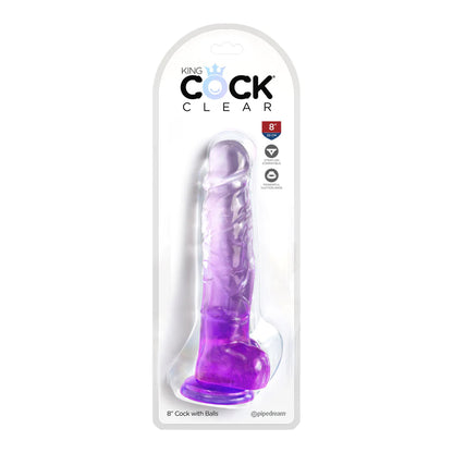 King Cock Clear 8" With Balls Purple | 603912775006 | Available at EroticWarehouse.com