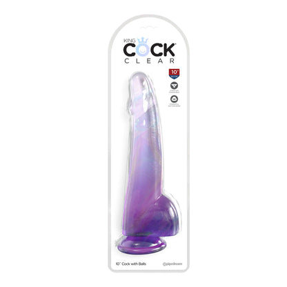 King Cock Clear 10" With Balls Purple | 603912775044 | Available at EroticWarehouse.com