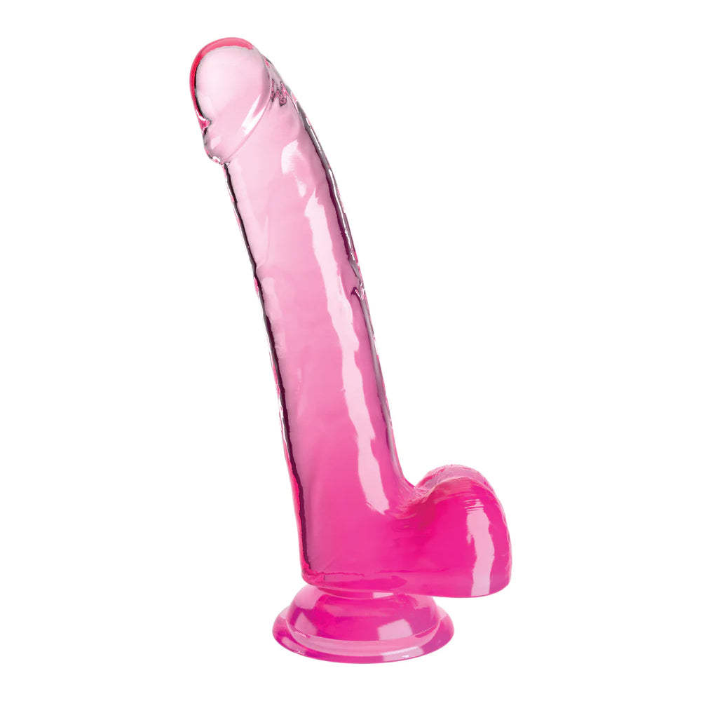 King Cock Clear 9" With Balls Pink | 603912775051 | Available at EroticWarehouse.com