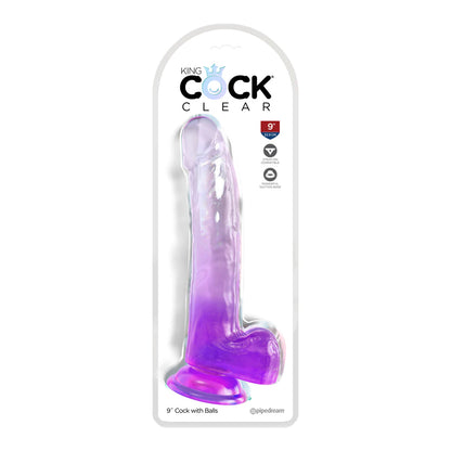 King Cock Clear 9" With Balls Purple | 603912775068 | Available at EroticWarehouse.com