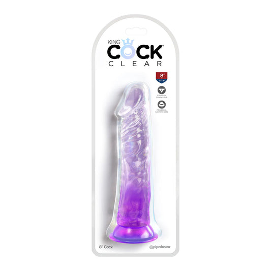 King Cock Clear 8" Purple | 603912775075 | Available at EroticWarehouse.com