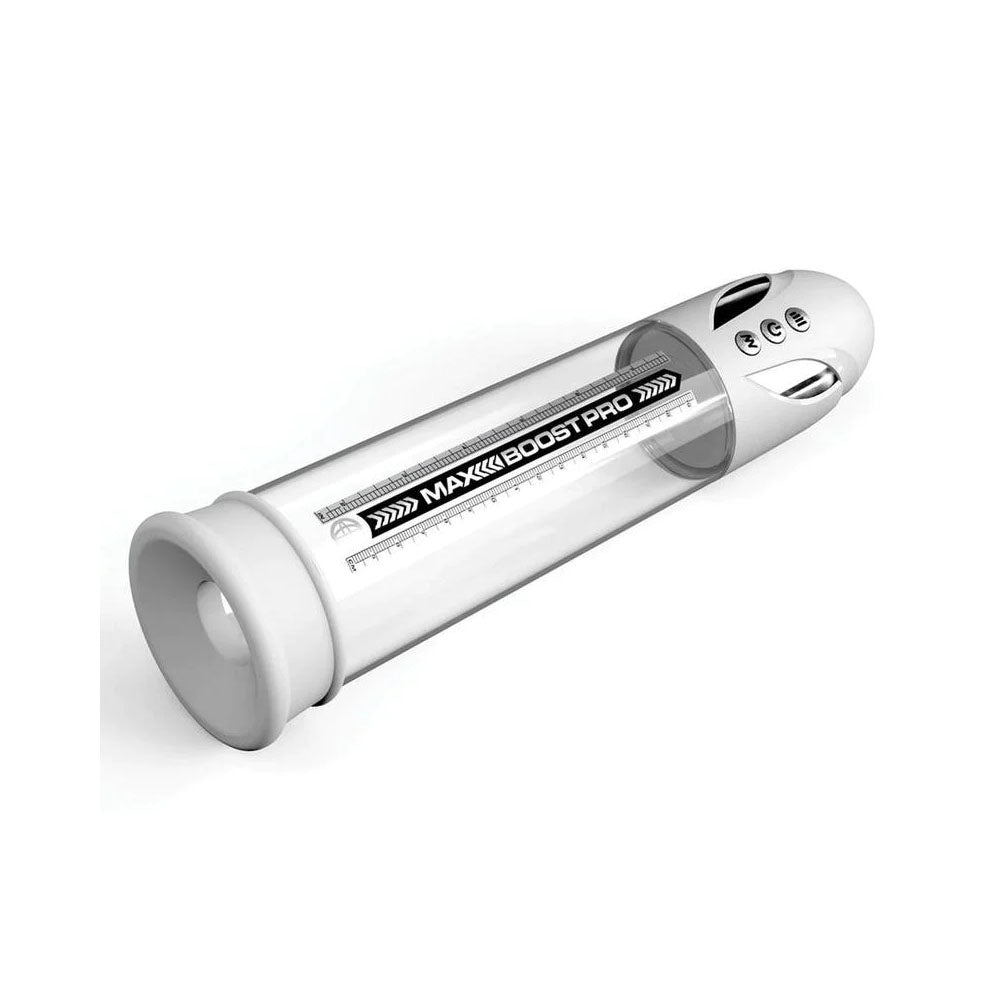 Pump Worx Max Boost Pro Flow White/Clear | 603912775211 | Available at EroticWarehouse.com