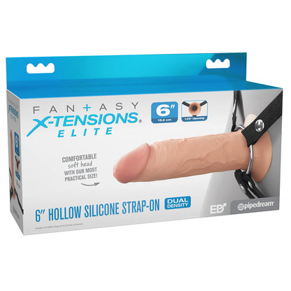 Fantasy X-Tensions Elite 6" Silicone Hollow Strap-On Dual Density Light | 603912775709 | Available at EroticWarehouse.com