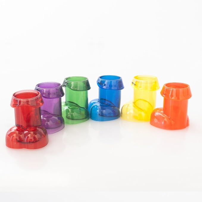 Rainbow Pecker Shot Glass Set Of 6 | 825156107744 | Available at EroticWarehouse.com